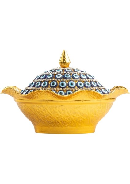 Nazar Büyük Oval Kapaklı Şekerlik Altın