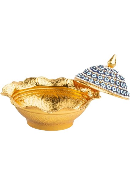 Nazar Büyük Oval Kapaklı Şekerlik Altın modelleri