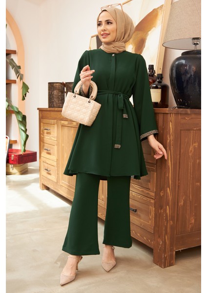 Ispanyol Paça Pantolon Tunik Takım - Zümrüt fırsatları
