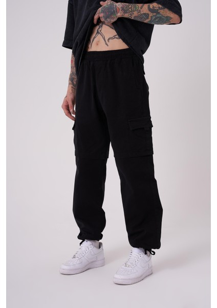 Erkek Denim Kargo Pantolon Black