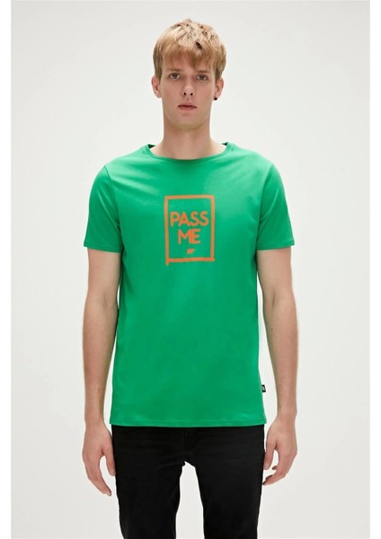 Pass Me 0 Yaka Erkek Tshirt - Yesil