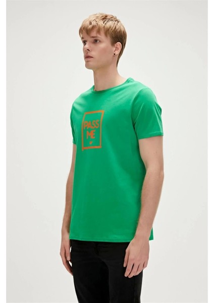 Pass Me 0 Yaka Erkek Tshirt - Yesil