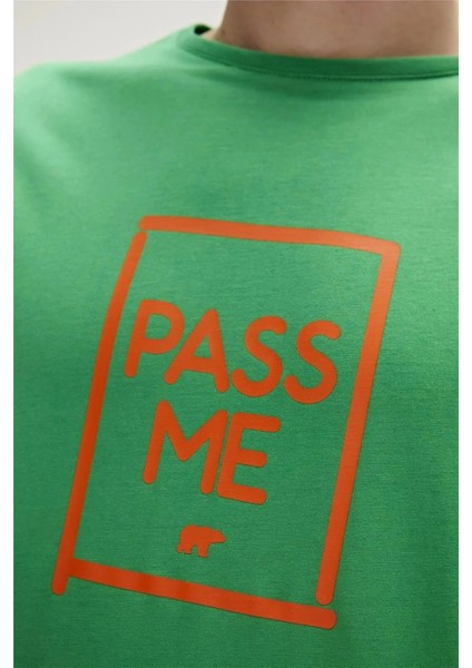 Pass Me 0 Yaka Erkek Tshirt - Yesil