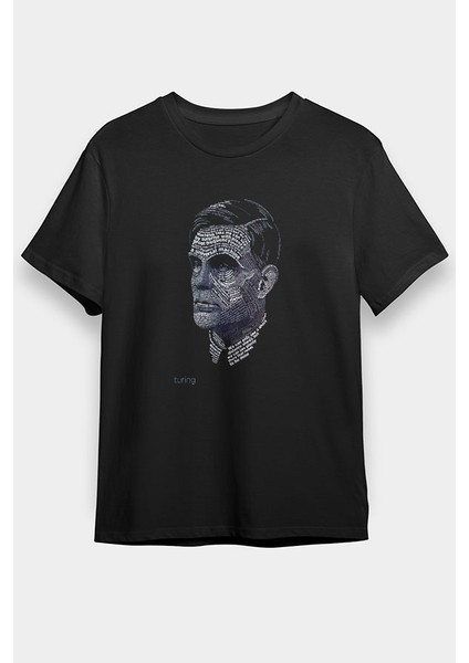 Alan Turing Tipografi Siyah Unisex Tişört T-Shirt