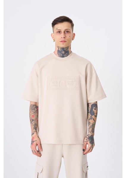 Erkek Machinist Dollar Basic Oversize Açık Bej Tişört