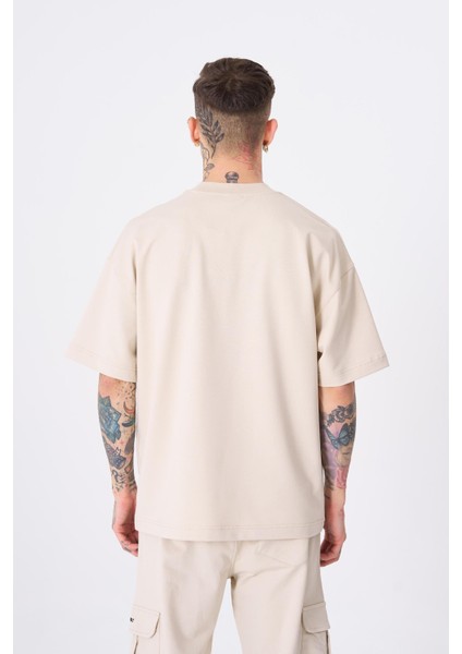 Erkek Machinist Dollar Basic Oversize Açık Bej Tişört