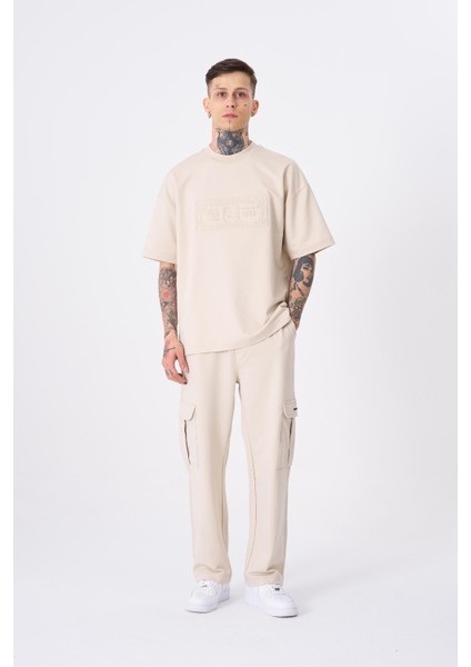 Erkek Machinist Dollar Basic Oversize Açık Bej Tişört