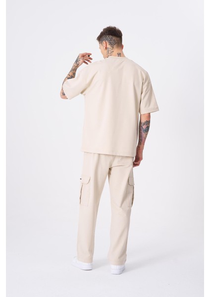 Erkek Machinist Dollar Basic Oversize Açık Bej Tişört