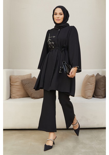 Luna Taş Işlemeli Takım - Siyah