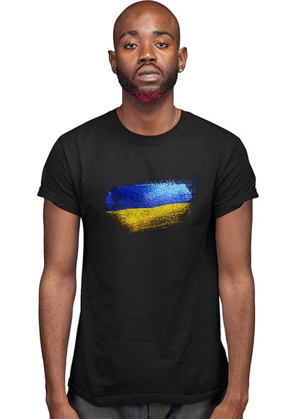Ukrayna - Ukraine Siyah Unisex Tişört T-Shirt modelleri
