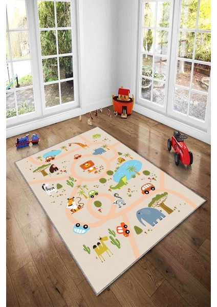 Ekonomik Desenli Renkli Dijital Baskı Yıkanabilir Kaymaz Taban Modern Çocuk Halısı.(Süngersiz) fiyatları