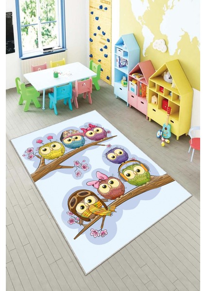 Ekonomik Desenli Renkli Dijital Baskı Yıkanabilir Kaymaz Taban Modern Çocuk Halısı.(Süngersiz)