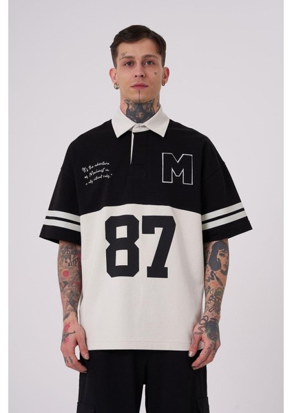 Erkek 87 Pieced Polo Yaka Siyah Tişört