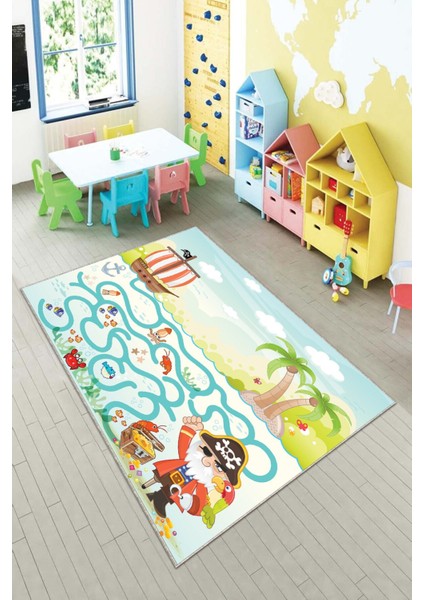 Ekonomik Desenli Renkli Dijital Baskı Yıkanabilir Kaymaz Taban Modern Çocuk Halısı.(Süngersiz)