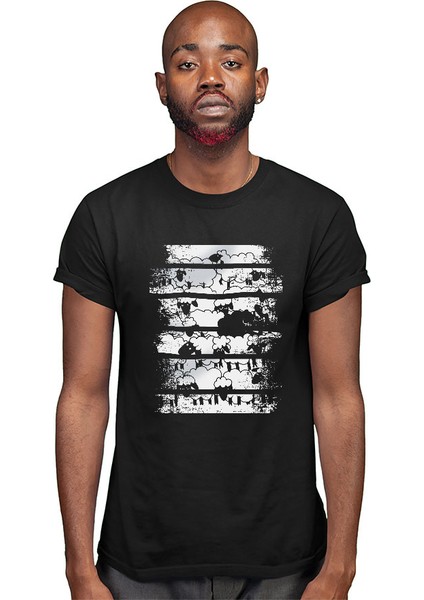 Kara Sevimli Koyun Siyah Unisex Tişört T-Shirt modelleri