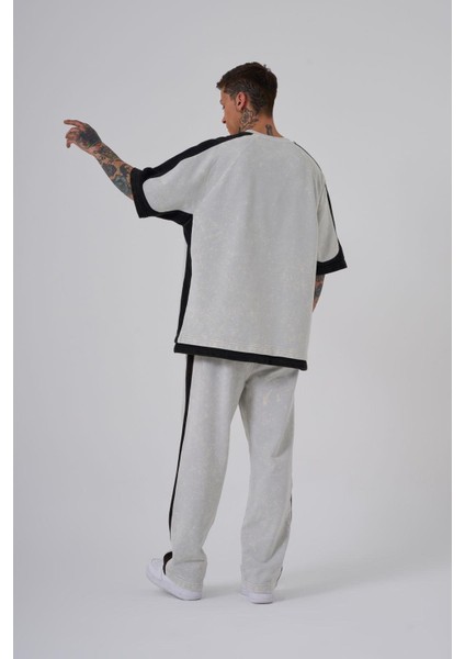 Erkek Contrast Yıkamalı Oversize Gri Spotted Tişört fırsatları
