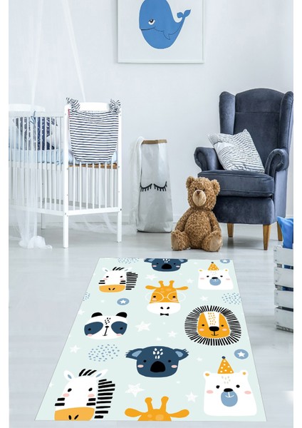 Zebra Zürafa Aslan Ayı Desenli Dijital Baskı Yıkanabilir Kaymaz Taban Leke Tutmaz Çocuk Odası Halısı modelleri