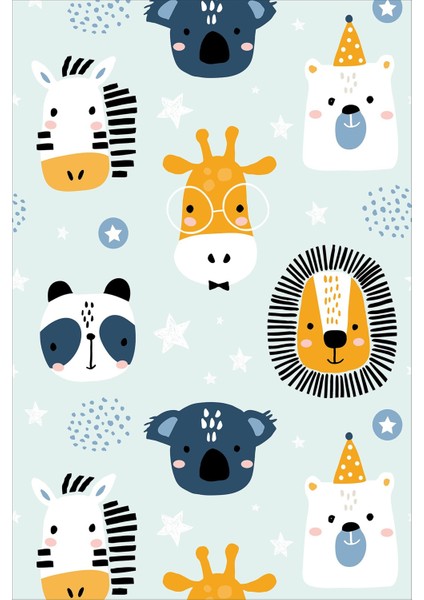 Zebra Zürafa Aslan Ayı Desenli Dijital Baskı Yıkanabilir Kaymaz Taban Leke Tutmaz Çocuk Odası Halısı fırsatları