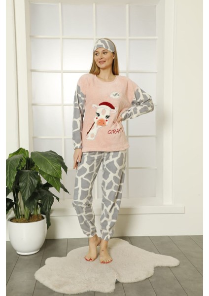 Kadın Desenli Kışlık Welsoft Yumuşak Pijama Takım 18D-14210