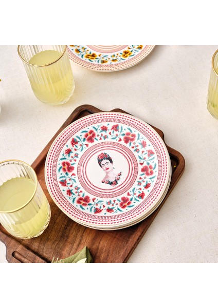 Frida Kahlo 6 Parça Porselen Pasta Seti 19 cm