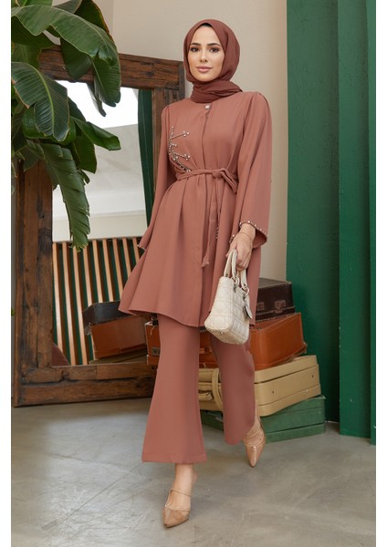 Luna Taş Işlemeli Takım - Camel modelleri