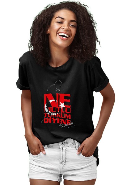 Ne Mutlu Türküm Diyene Siyah Unisex Tişört T-Shirt fiyatları