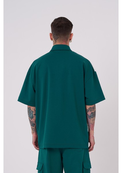 Erkek Be Yourself Polo Yaka Oversize Petrol Yeşili Tişört fiyatları