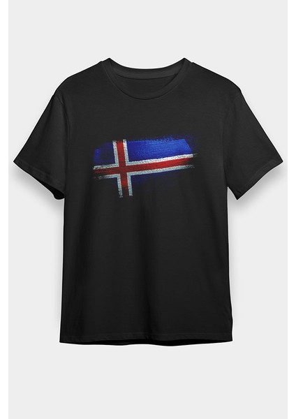 Izlanda - Iceland Siyah Unisex Tişört T-Shirt