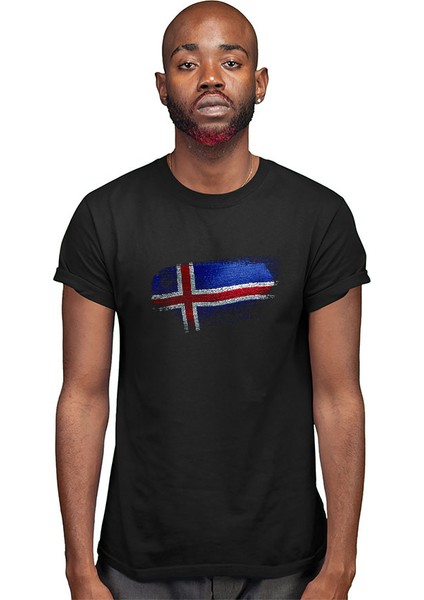 Izlanda - Iceland Siyah Unisex Tişört T-Shirt