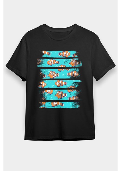 Palyaço Nemo Balığı Siyah Unisex Tişört T-Shirt