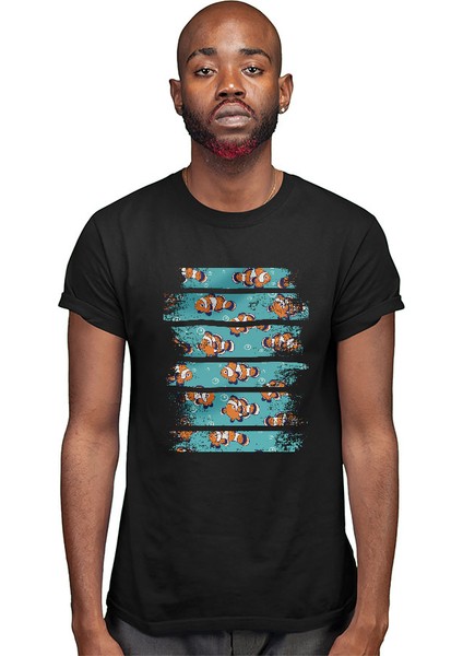 Palyaço Nemo Balığı Siyah Unisex Tişört T-Shirt modelleri