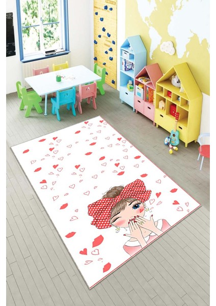 Desenli Renkli Dijital Baskı Yıkanabilir Kaymaz Taban Modern Çocuk Halısı ve Yolluk.