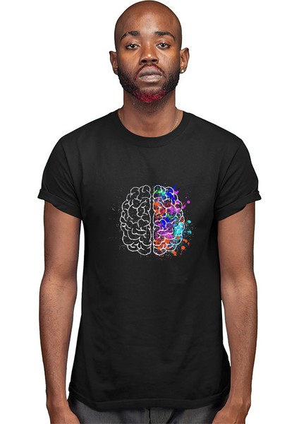 Beynin Sağ ve Sol Lobları Siyah Unisex Tişört T-Shirt