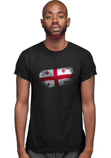 Gürcistan - Georgia Siyah Unisex Tişört T-Shirt modelleri
