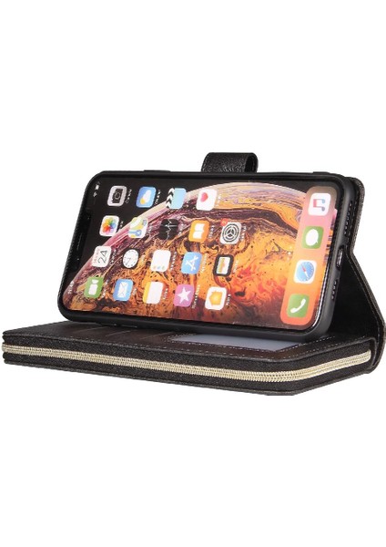 Iphone Xs Max Fermuar Cep Durumda 9 Kart Yuvaları ile Flip Telefon Kılıfı (Yurt Dışından)