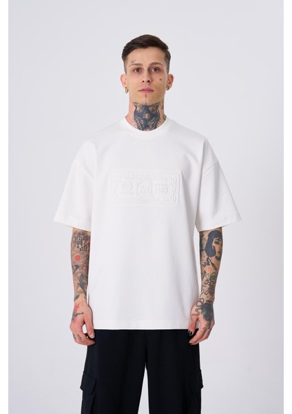 Erkek Machinist Dollar Basic Oversize Ekru Tişört