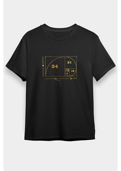 Altın Oran Renkli Siyah Unisex Tişört T-Shirt