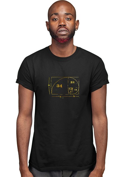Altın Oran Renkli Siyah Unisex Tişört T-Shirt