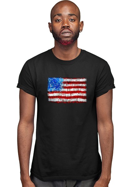 Abd Usa Amerika Siyah Unisex Tişört T-Shirt modelleri