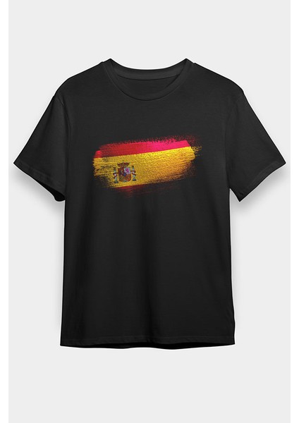 Ispanya - Spain Siyah Unisex Tişört T-Shirt