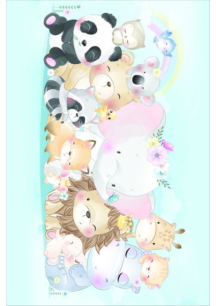 Ekonomik Desenli Renkli Dijital Baskı Yıkanabilir Kaymaz Taban Modern Çocuk Halısı.(Süngersiz) modelleri