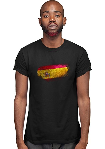 Ispanya - Spain Siyah Unisex Tişört T-Shirt modelleri