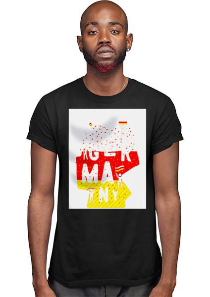 Almanya Siyah Unisex Tişört T-Shirt modelleri