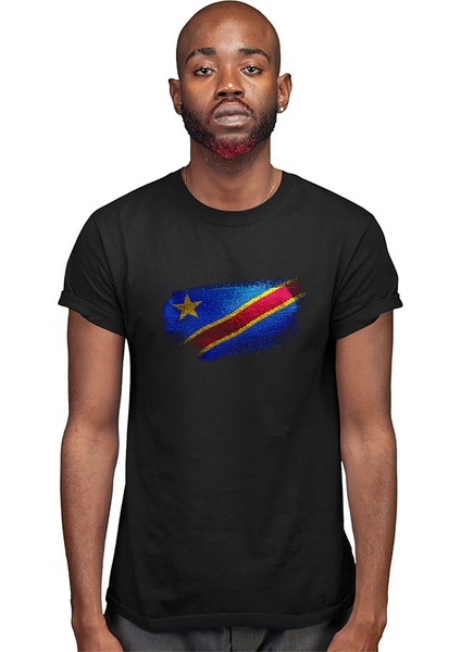 Demokratik Kongo Cumhuriyeti - Democratic Republic Congo Siyah Unisex Tişört T-Shirt modelleri