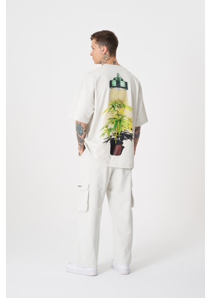 Erkek Herb Machinist Oversize Gri Tişört