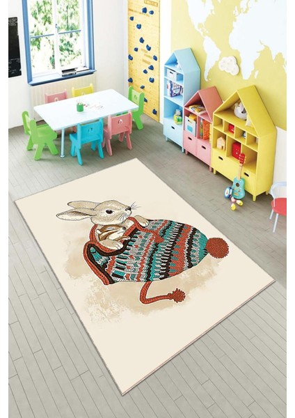 Desenli Renkli Dijital Baskı Yıkanabilir Kaymaz Taban Modern Çocuk Halısı ve Yolluk.