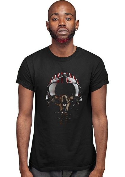 Pilot Kaskı Siyah Unisex Tişört T-Shirt modelleri