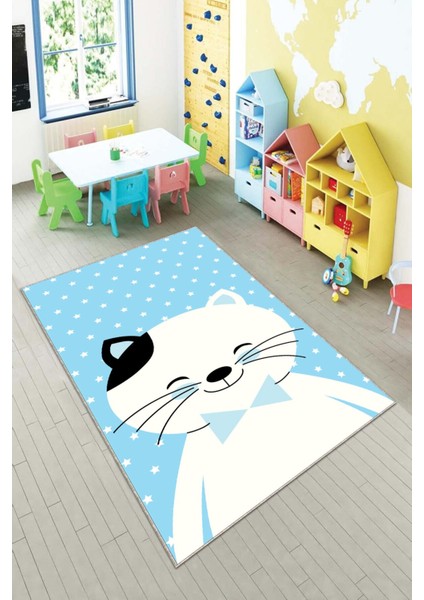 Ekonomik Desenli Renkli Dijital Baskı Yıkanabilir Kaymaz Taban Modern Çocuk Halısı.(Süngersiz)