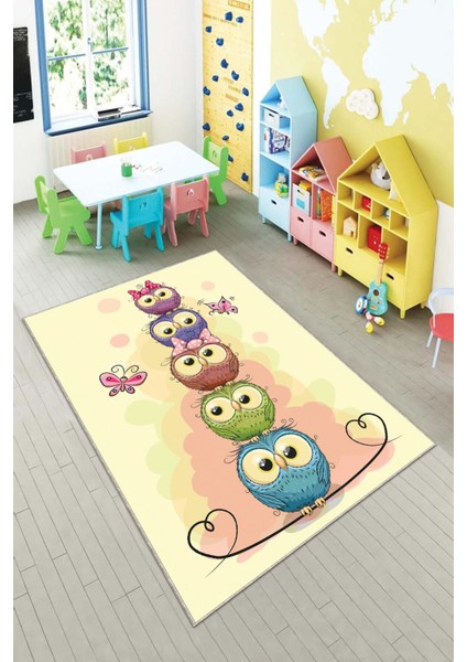 Ekonomik Desenli Renkli Dijital Baskı Yıkanabilir Kaymaz Taban Modern Çocuk Halısı.(Süngersiz)