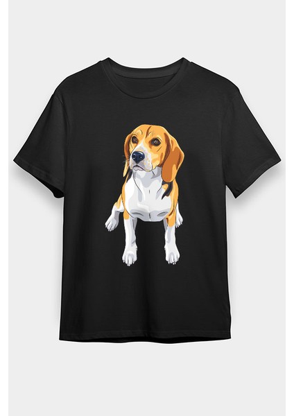 Tatlı Beagle Siyah Unisex Tişört T-Shirt